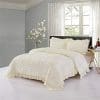 HIG Pinch Pleated Comforter Set King Ivory Lace Ruffled Super Soft Hypoallergenic Prewashed Microfiber Shabby Chic Farmhouse Style Pintuck Ruffled 3 Piece Bedding Set Brianna King Ivory 0 100x100