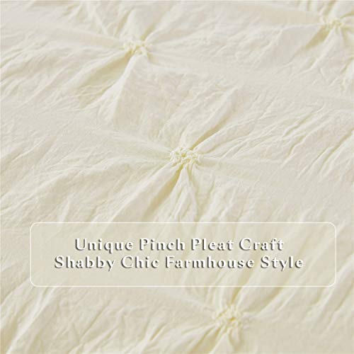 Hig Pinch Pleated Comforter Set King Ivory Lace Ruffled Super