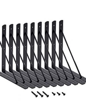 10 Heavy Duty Black Steel 12” x 8” Shelf Brackets Floating Wall Angle Corner Sh 