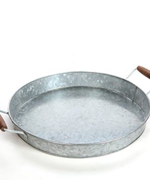 Hosleys 16 Diameter Galvanized Tray WWooden Handles Ideal Gift For Wedding Party Serving Ware House Warming Home Office Spa Aromatherapy O3 0 300x360