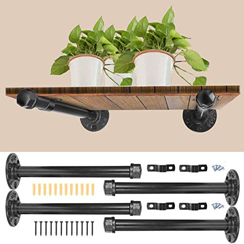 10 Inch DIY Rustic/Chic and Vintage Decor Floating Shelves Complete Display Set ½ Inch Flange NODNAL Co. 4 Pack 10” Iron Pipe Shelf Mounting Brackets Industrial Black Steel Iron Straight Shelves