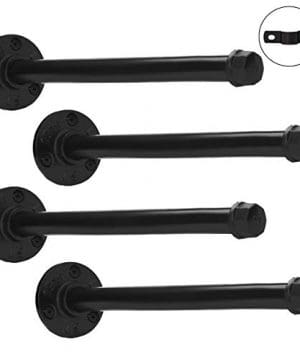 Industrial Black Iron Pipe Shelf Brackets EQUASON 10 Inch Set Of 4 Rustic Wall Mounted DIY Shelving Brackets Hanging Custom Pipe Brackets For Floating Shelves Hardware Included 0 300x360