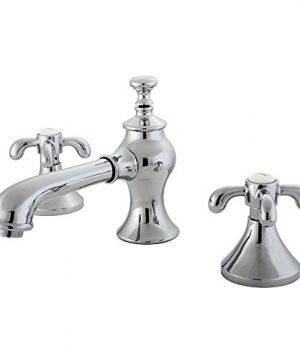 Kingston Brass KC7061TX Widespread Lavatory Faucet With Brass Pop Up 5 58 Inch In Spout Reach Polished Chrome 0 300x360