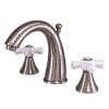 Kingston Brass KS2978PX Naples Widespread Lavatory Faucet With Porcelain Cross Handle Brushed Nickel 0 100x100