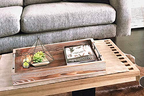 Large Ottoman Tray With Handles 16 5 X12 Coffee Table Tray Rustic Tray For Ottoman Wooden Trays For Coffee Table Wooden Serving Trays For Ottomans Ottoman Trays Home