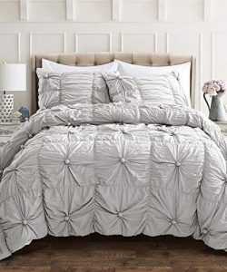 Lush-Decor-Bella-Comforter-Set-Shabby-Chic-Style-Ruched-3-Piece-Bedding-with-Pillow-Shams-Full-Queen-Light-Gray-0-0