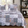 MISC 3 Piece Gray Patchwork Quilt King Size Set Farmhouse Theme Floral Plaid Square Checks Pattern Bedding Oversized And Reversible To Flowers Print 0 100x100