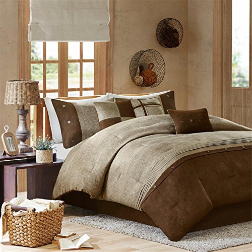 Madison Park Boone 7 Piece Faux Suede Comforter Embroidered