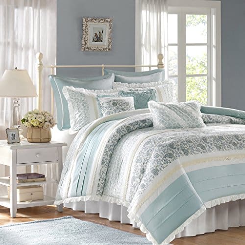 Aqua Fl Shabby Chic Duvet Cover, Bed Covers King Size