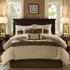 Madison Park Palmer 7 Piece Comforter Set Natural Queen Pieced Microsuede Includes 1 Comforter 3 Decorative Pillows 1 Bed Skirt 2 Shams 0 100x100