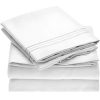 Mellanni Bed Sheet Set Brushed Microfiber 1800 Bedding Wrinkle Fade Stain Resistant Hypoallergenic 4 Piece King White 0 100x100