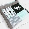 Moose Arrows Minky Baby Blanket In Mint Navy 3 Sizes Customizable 0 100x100