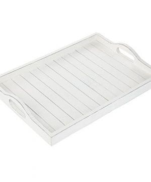MyGift 165 Inch Vintage Whitewash Wood Serving Tray With Cutout Handles 0 300x360