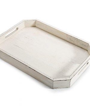 MyGift Rustic Whitewashed Wood Serving Tray With Cut Out Handles And Angled Edges 0 300x360