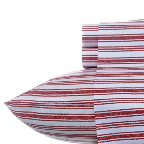 Nautica Stripe Cotton Percale Sheet Set Twin Colridge Red 0