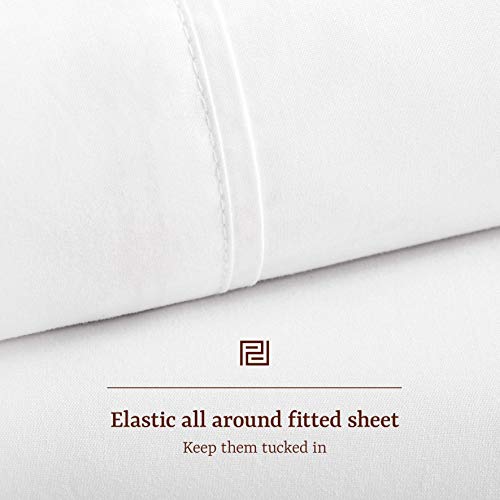 Peru Pima 415 Thread Count Percale 100 Peruvian Pima Cotton Queen Bed Sheet Set Pinstripe White 0 4