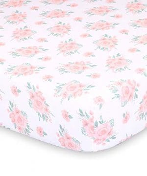 Pink Watercolor Floral Fitted Baby Girl Crib Sheet Farmhouse Collection By The Peanut Shell 0 300x360