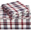 Pinzon 160 Gram Plaid Flannel Cotton Bed Sheet Set Queen Red Grey Plaid 0 100x100