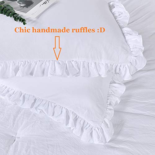Queen S House Farmhouse Ruffled Comforter Set White Full Queen