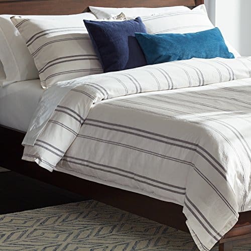 Rivet Maxwell Washed Stripe Duvet Cover Set Full Or Queen White