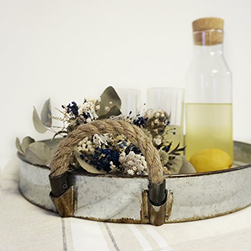 Round Metal Decorative Nesting Tray Set Mesh Bottom With Rope