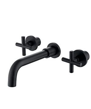 SITGES Matte Black Bathroom Faucet Double Handle Wall Mount Bathroom Sink Faucet And Rough In Valve Included Matte Black 0 300x360