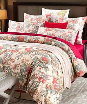 Softta Duvet Cover Set King Bedding 3pcs Leaves Floral Quilt Cover