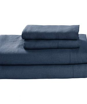 Stone-Beam-Belgian-Flax-Linen-Bed-Sheet-Set-Breathable-and-Durable-King-Aruba-0
