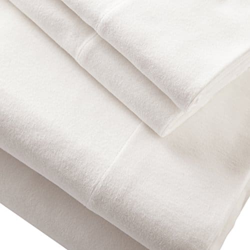 Stone-Beam-Rustic-Solid-100-Cotton-Flannel-Bed-Sheet-Set-California-King-White-0-0
