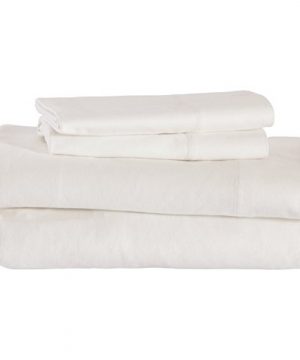 Stone Beam Rustic Solid 100 Cotton Flannel Bed Sheet Set California King White 0 300x360
