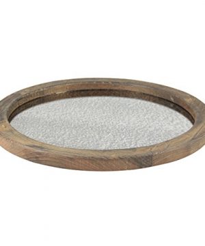 Stonebriar Round Natural Wood Serving Tray With Antique Mirror Rustic Butler Tray Unique Coffee Centerpiece For The Coffee Table Dining Table Or Any Table Top 0 300x360