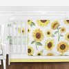 Sweet Jojo Designs Yellow Green And White Sunflower Boho Floral Baby Girl Nursery Crib Bedding Set With Bumper 9 Pieces Farmhouse Watercolor Flower 0 100x100