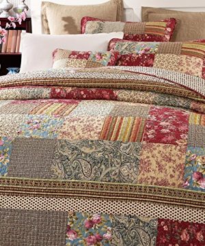 Tache Cotton Charming Fairytale Tea Party Floral Patchwork Reversible Quilt Bedspread Set Cal King 0 0 300x360