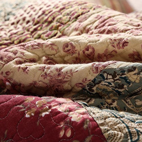 Tache Cotton Charming Fairytale Tea Party Floral Patchwork Reversible Quilt Bedspread Set Cal King 0 3