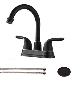 VAPSINT Antique Widespread 4in Centerset Two Handle Oil Rubbed Bronze Bathroom FaucetsBathroom Sink Faucets With Pop Up Drain And Water Supply Hose 0 300x360