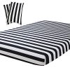 Vaulia Lightweight Microfiber Sheets Stripe Pattern Design BlackWhite Full Size 1 Fitted Sheet 2 Pillowcases 0 100x100