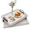 Wood Serving Tray Ottoman Decorative Trays With Metal Handles For Breakfast Coffee Tables Set Of 2 0 100x100