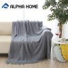 ALPHA HOME Knit Throw Blanket Warm Cozy For Couch Sofa Bed Beach Travel 50 X 60 Blue Gray 0 100x100
