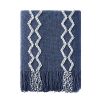 BOURINA Fluffy Chenille Knitted Fringe Throw Blanket Lightweight Soft Cozy For Bed Sofa Chair Throw Blankets 50 X 60 Navy 0 100x100