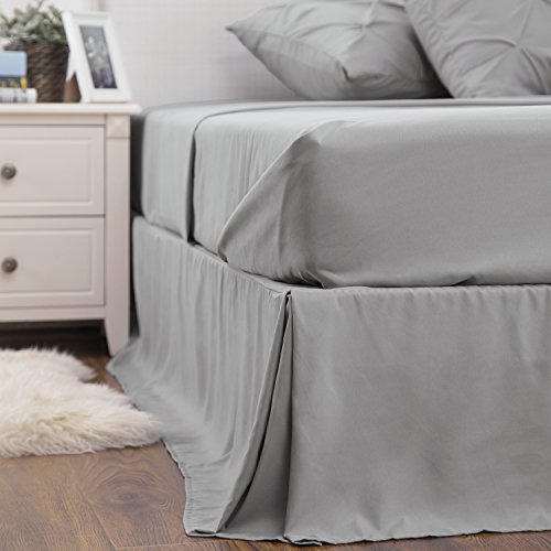 Bedsure 6 Pieces Pinch Pleat Down Alternative Comforter Set Twin Size 68X88 Inches Solid Grey Bed In A Bag Comforter 1 Pillow Sham Flat Sheet Fitted Sheet Bed Skirt 1 Pillowcase 0 2