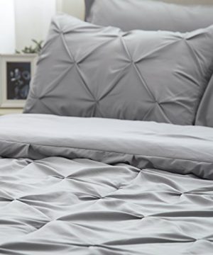 Bedsure 6 Pieces Pinch Pleat Down Alternative Comforter Set Twin Size 68X88 Inches Solid Grey Bed In A Bag Comforter 1 Pillow Sham Flat Sheet Fitted Sheet Bed Skirt 1 Pillowcase 0 4 300x360
