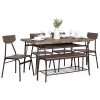 Best Choice Products 6 Piece 55in Wooden Modern Dining Set For Home Kitchen Dining Room WStorage Racks Rectangular Table Bench 4 Chairs Steel Frame Brown 0 100x100