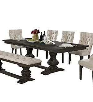 Best Quality Furniture 7 Piece Dining Set Beige 0 300x328