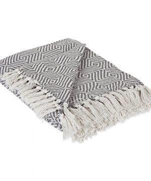 DII 100 Cotton Geometric Daimond Throw For IndoorOutdoor Use Camping BBQs Beaches Everyday Blanket 50 X 60 Mineral Gray 0 300x360