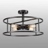 EUL Industrial Semi Flush Mount Ceiling Light 4 Light Metal Drum Chandelier Lighting Fixture 0 100x100