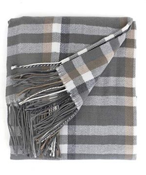Fennco Styles Classic Plaid Tasseled 100 Cotton 50 X 60 Inch Throw Grey Throw Blanket For Couch Bedroom And Living Room Dcor 0 300x360
