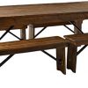 Flash Furniture HERCULES Series 8 X 40 Antique Rustic Folding Farm Table And Four Bench Set 0 100x100