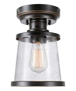 Globe Electric Charlie 1 Light OutdoorIndoor Semi Flush Mount Ceiling Light Oil Rubbed Bronze Clear Seeded Glass Shade 44301 0 300x360