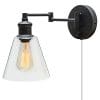 Globe Electric LeClair 1 Light Plug In Or Hardwire Industrial Wall Sconce Dark Bronze Finish OnOff Rotary Switch 6ft Clear Cord Clear Glass Shade 65311 0 100x100