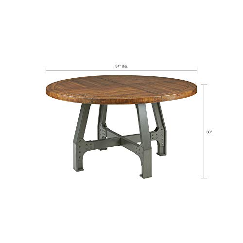 Ink Ivy Lancaster Round Dining Table Solid Wood Metal Base Dining Room Table Amber Wood Industrial Style Kitchen Farmhouse Goals